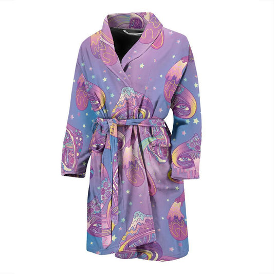Psychedelic Mushroom Pattern Print Design A01 Men Bathrobe-JORJUNE.COM