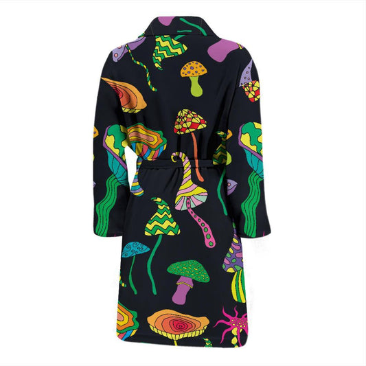 Psychedelic Mushroom Pattern Print Design A02 Men Bathrobe-JORJUNE.COM