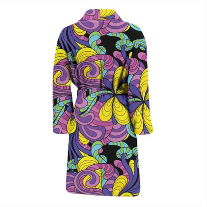 Psychedelic Pattern Print Design A04 Men Bathrobe-JORJUNE.COM