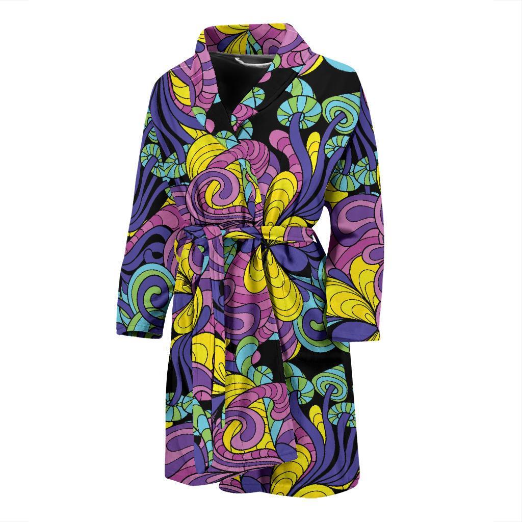 Psychedelic Pattern Print Design A04 Men Bathrobe-JORJUNE.COM