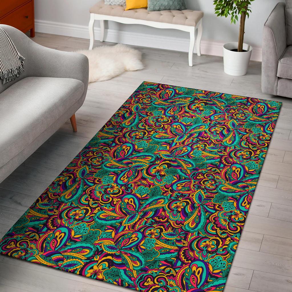 Psychedelic Trippy Floral Design Area Rugs-JTAMIGO.COM
