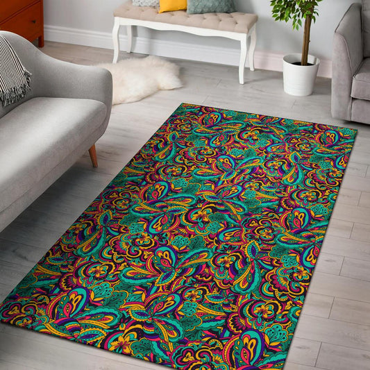 Psychedelic Trippy Floral Design Area Rugs-JTAMIGO.COM