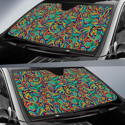 Psychedelic Trippy Floral Design Car Sun Shade For Windshield