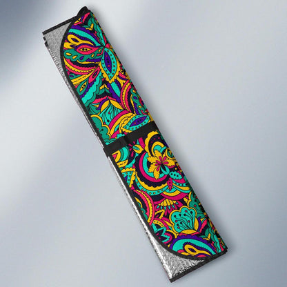 Psychedelic Trippy Floral Design Car Sun Shade For Windshield