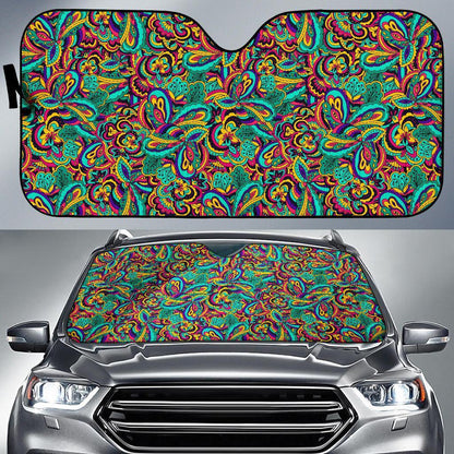 Psychedelic Trippy Floral Design Car Sun Shade For Windshield