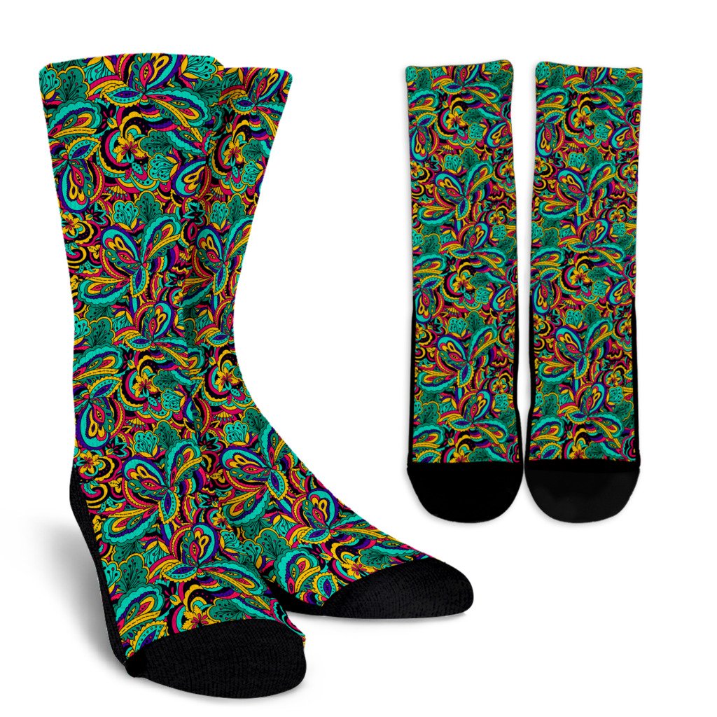 Psychedelic Trippy Floral Design Crew Socks