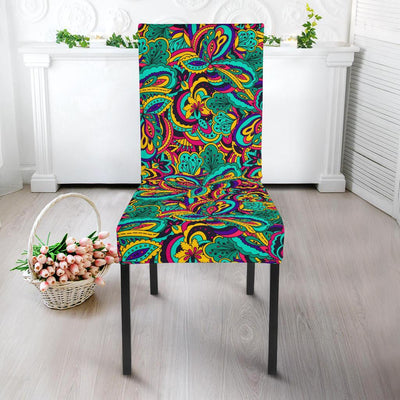 Psychedelic Trippy Floral Design Dining Chair Slipcover-JTAMIGO.COM