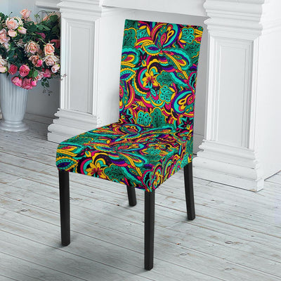 Psychedelic Trippy Floral Design Dining Chair Slipcover-JTAMIGO.COM