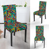 Psychedelic Trippy Floral Design Dining Chair Slipcover-JTAMIGO.COM