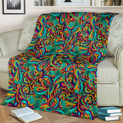 Psychedelic Trippy Floral Design Fleece Blanket