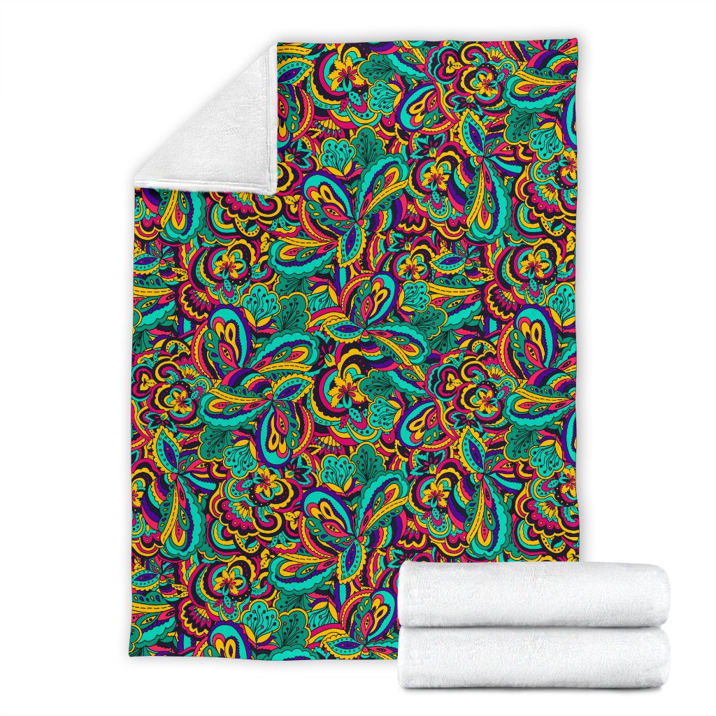 Psychedelic Trippy Floral Design Fleece Blanket
