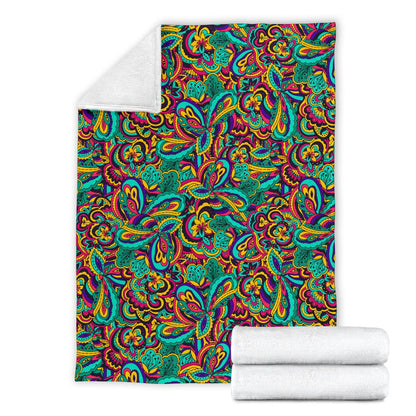 Psychedelic Trippy Floral Design Fleece Blanket