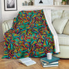 Psychedelic Trippy Floral Design Fleece Blanket