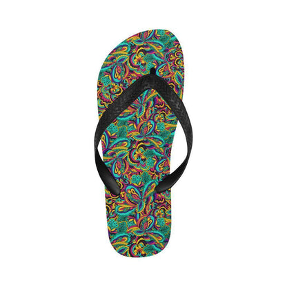 Psychedelic Trippy Floral Design Flip Flops-JTAMIGO.COM