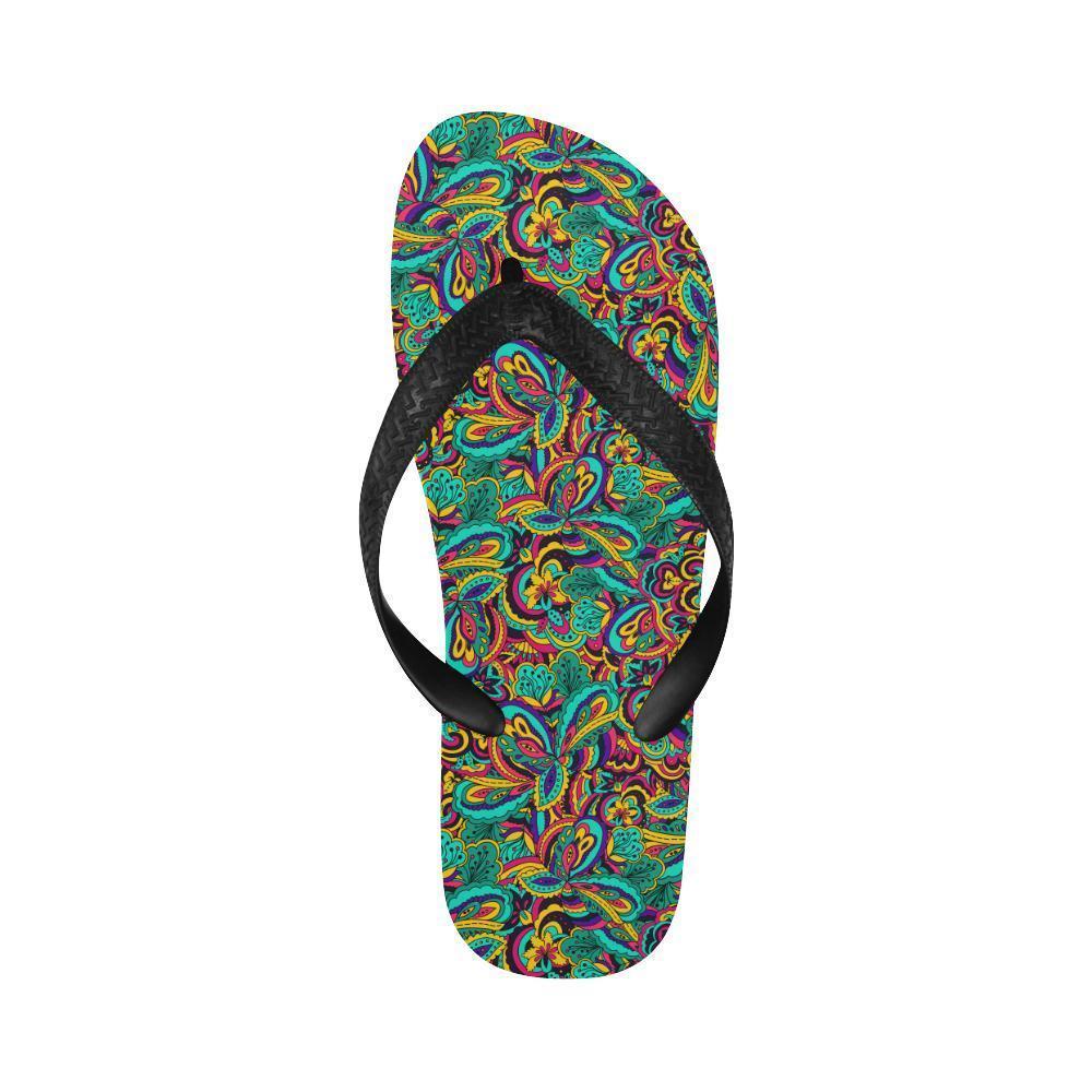 Psychedelic Trippy Floral Design Flip Flops-JTAMIGO.COM