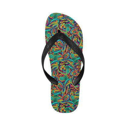 Psychedelic Trippy Floral Design Flip Flops-JTAMIGO.COM
