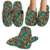 Psychedelic Trippy Floral Design House Slippers