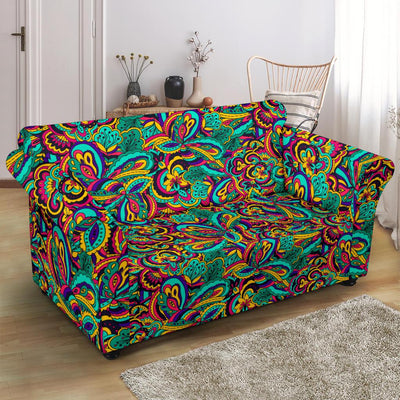 Psychedelic Trippy Floral Design Loveseat Slipcover-JTAMIGO.COM