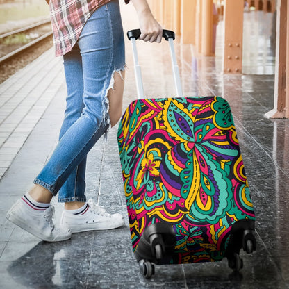 Psychedelic Trippy Floral Design Luggage Cover Protector