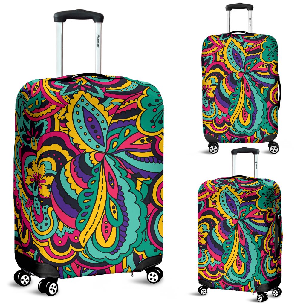 Psychedelic Trippy Floral Design Luggage Cover Protector