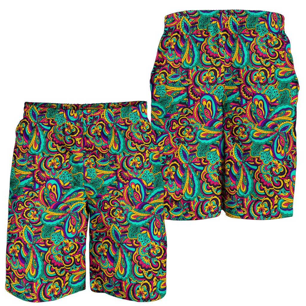 Psychedelic Trippy Floral Design Mens Shorts-JTAMIGO.COM