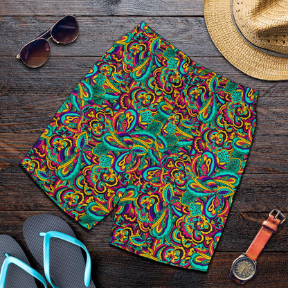 Psychedelic Trippy Floral Design Mens Shorts-JTAMIGO.COM