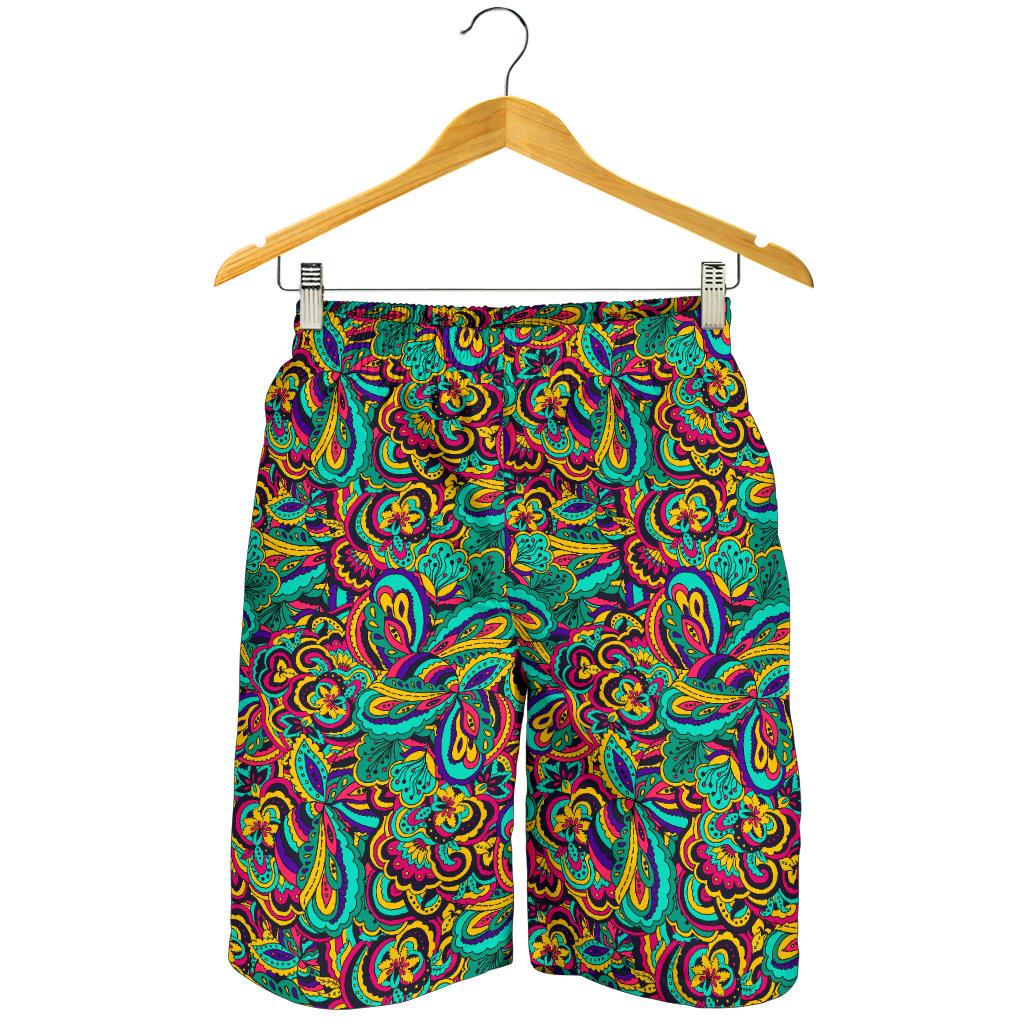 Psychedelic Trippy Floral Design Mens Shorts-JTAMIGO.COM