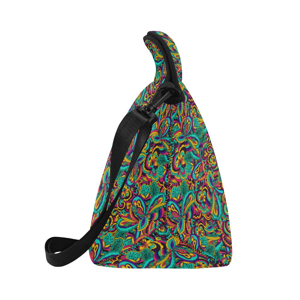 Psychedelic Trippy Floral Design Neoprene Lunch Bag (Model 1669)(Large)-JTAMIGO.COM