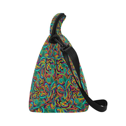 Psychedelic Trippy Floral Design Neoprene Lunch Bag (Model 1669)(Large)-JTAMIGO.COM