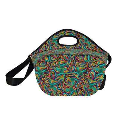 Psychedelic Trippy Floral Design Neoprene Lunch Bag (Model 1669)(Large)-JTAMIGO.COM