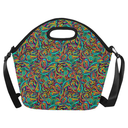 Psychedelic Trippy Floral Design Neoprene Lunch Bag (Model 1669)(Large)-JTAMIGO.COM