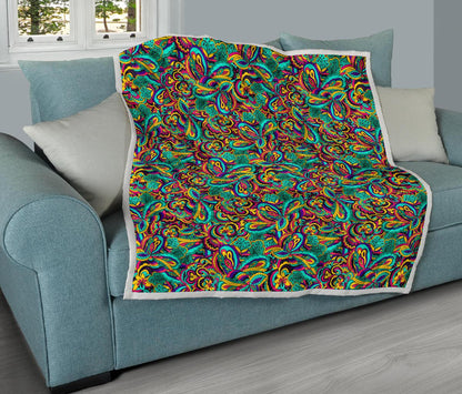 Psychedelic Trippy Floral Design Premium Quilt-JTAMIGO.COM