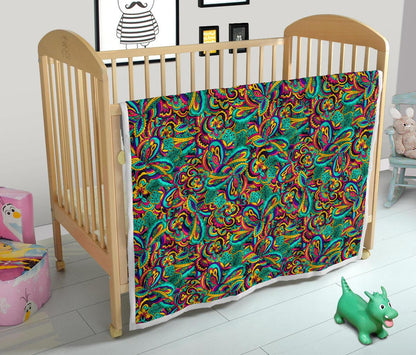 Psychedelic Trippy Floral Design Premium Quilt-JTAMIGO.COM