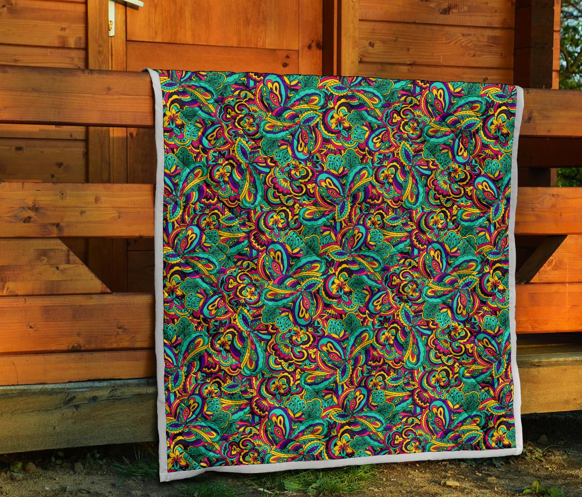 Psychedelic Trippy Floral Design Premium Quilt-JTAMIGO.COM