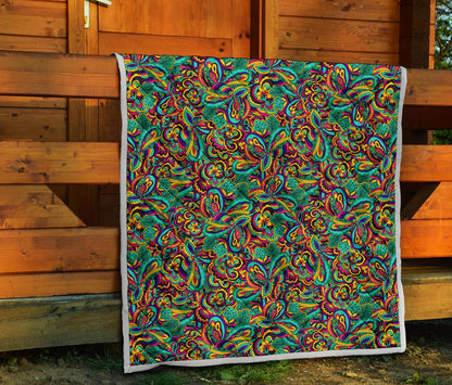 Psychedelic Trippy Floral Design Premium Quilt-JTAMIGO.COM