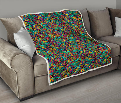 Psychedelic Trippy Floral Design Premium Quilt-JTAMIGO.COM