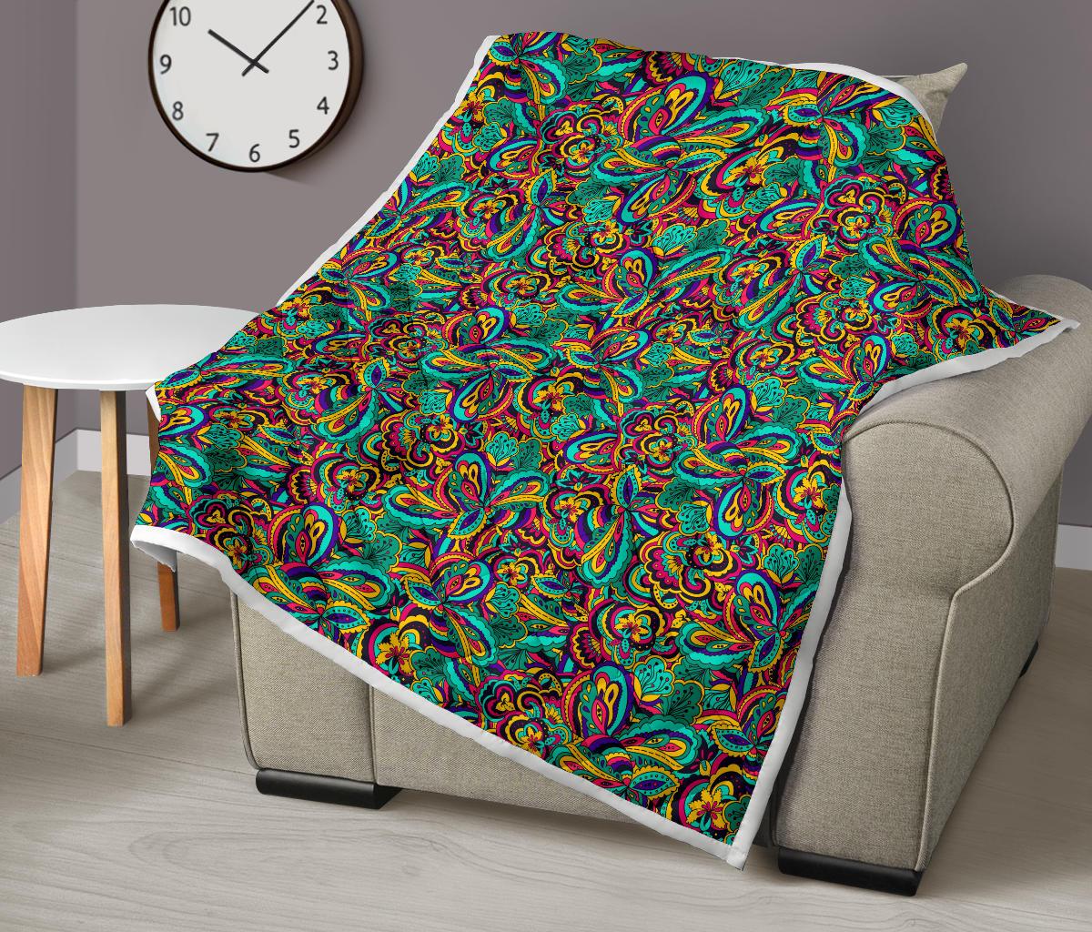 Psychedelic Trippy Floral Design Premium Quilt-JTAMIGO.COM