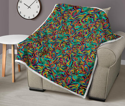 Psychedelic Trippy Floral Design Premium Quilt-JTAMIGO.COM