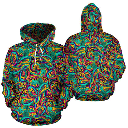 Psychedelic Trippy Floral Design Pullover Hoodie