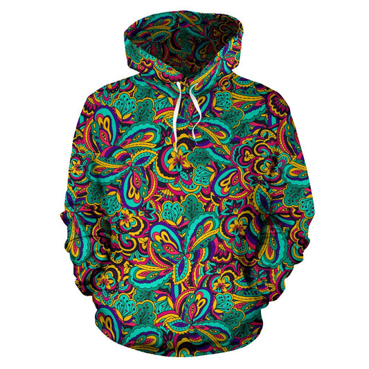 Psychedelic Trippy Floral Design Pullover Hoodie