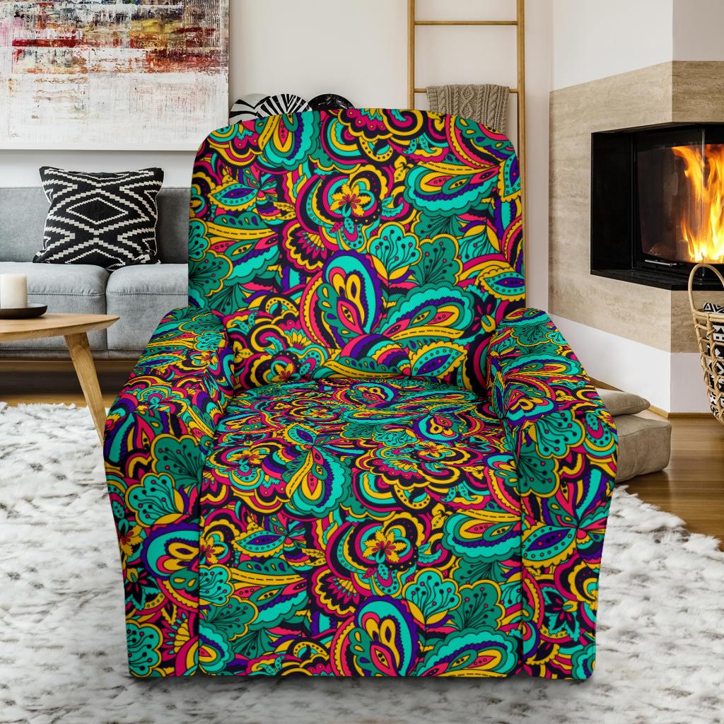 Psychedelic Trippy Floral Design Single Sofa Slipcover -JTAMIGO.COM