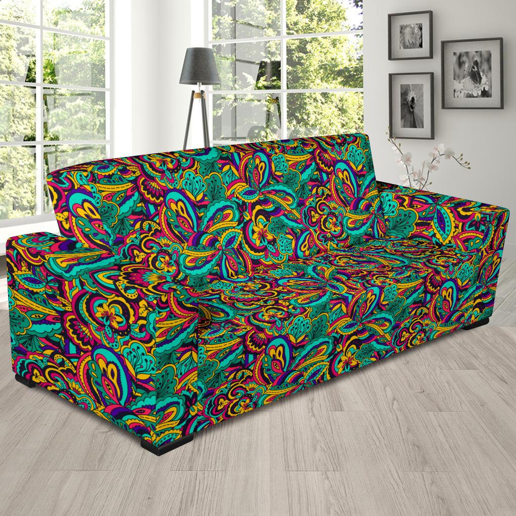 Psychedelic Trippy Floral Design Sofa Slipcover-JTAMIGO.COM