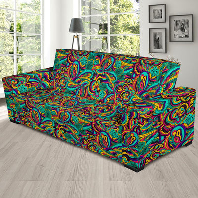 Psychedelic Trippy Floral Design Sofa Slipcover-JTAMIGO.COM