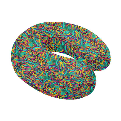 Psychedelic Trippy Floral Design U-Shaped Travel Neck Pillow-JTAMIGO.COM