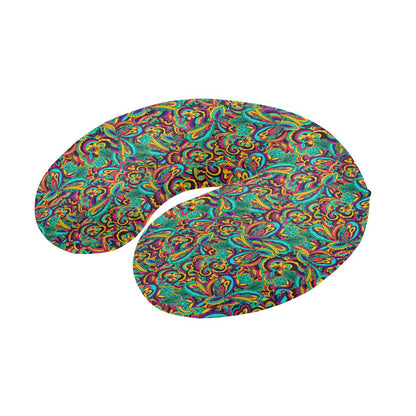 Psychedelic Trippy Floral Design U-Shaped Travel Neck Pillow-JTAMIGO.COM