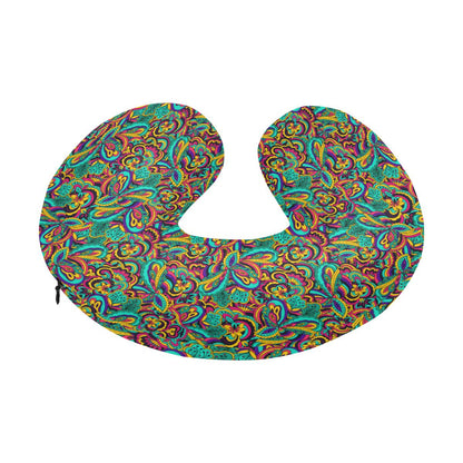 Psychedelic Trippy Floral Design U-Shaped Travel Neck Pillow-JTAMIGO.COM