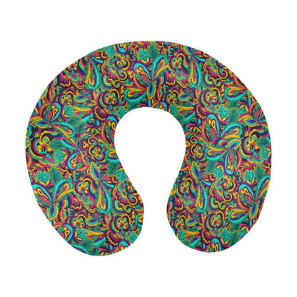 Psychedelic Trippy Floral Design U-Shaped Travel Neck Pillow-JTAMIGO.COM