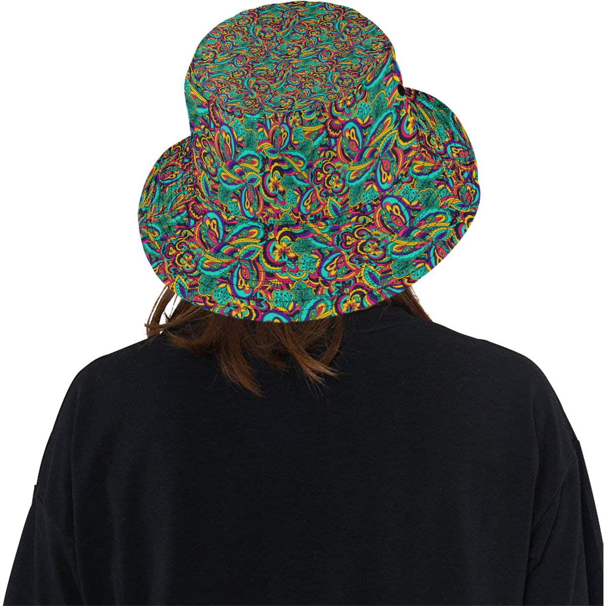 Psychedelic Trippy Floral Design Unisex Bucket Hat