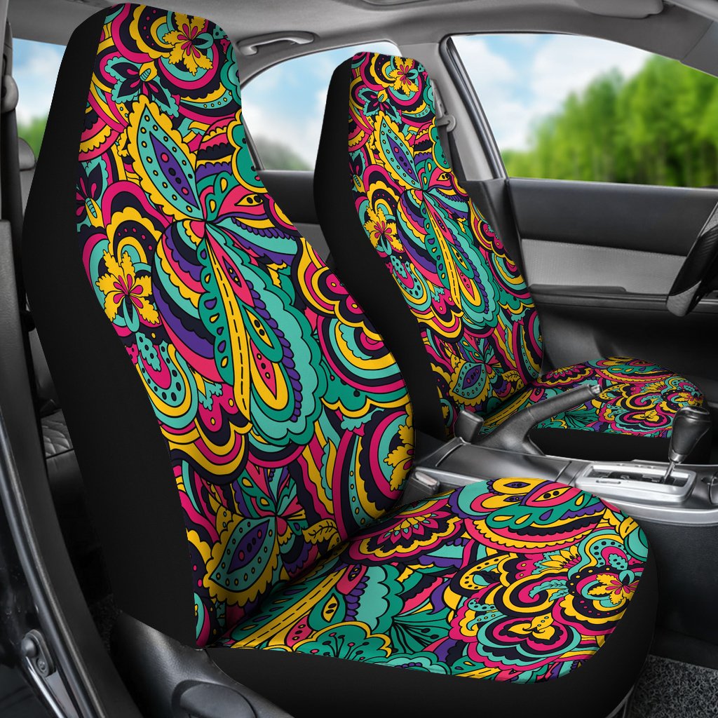 Psychedelic Trippy Floral Design Universal Fit Car Seat Covers