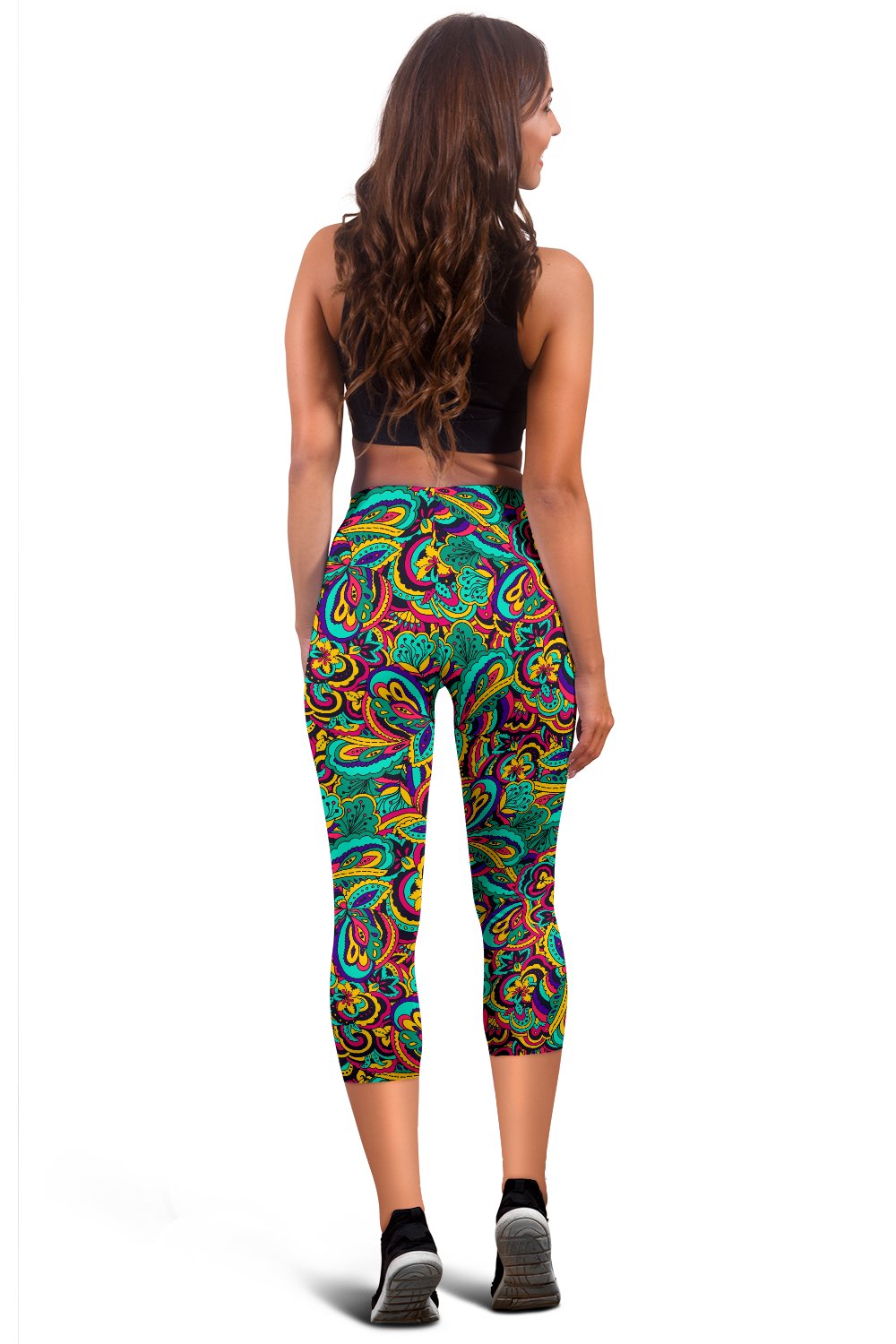 Psychedelic Trippy Floral Design Women Capris